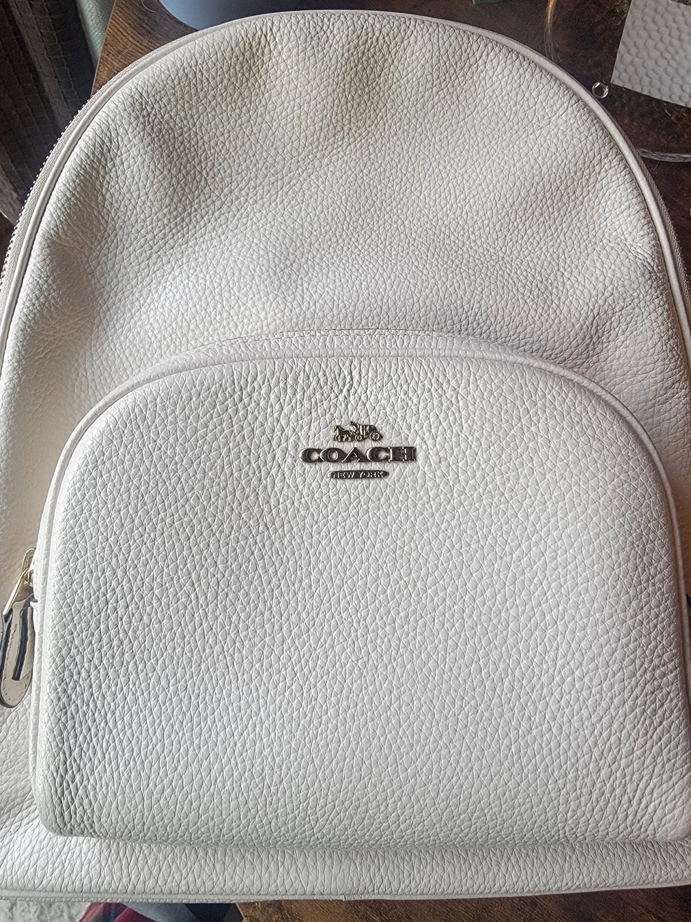 Coach White Pebbled Leather Backpack